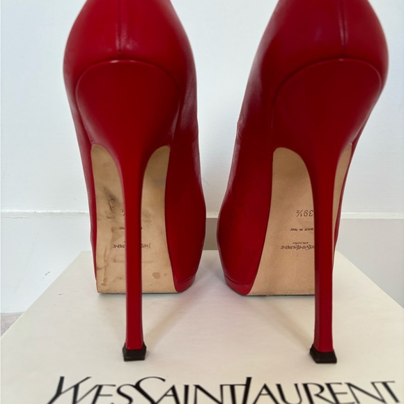 Yves Saint Laurent Tibtoo Red Leather Stilettos - Picture 6 of 7